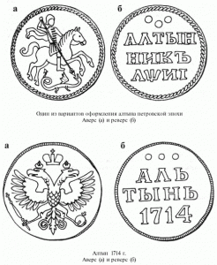 алтын петровской эпохи и алтын 1714 года