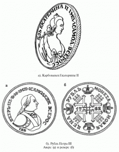 карбованец Екатерины II и рубль Петра III